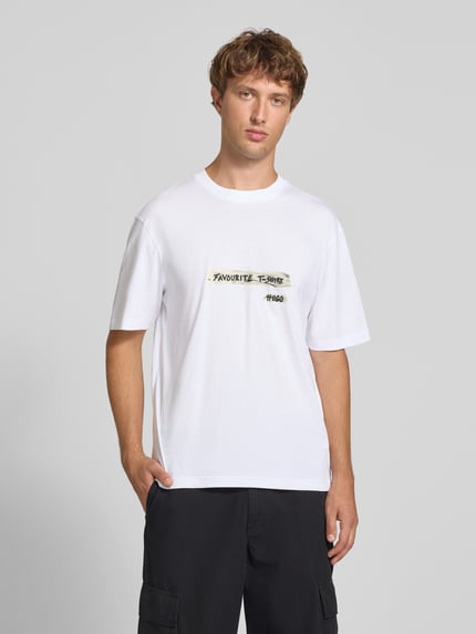 HUGO Blue t-shirt o kroju regular fit z czystej bawełny model 'Naxter' Biały 4