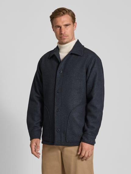Forét Overshirt van wolmix met platte kraag en knoopsluiting Donkergrijs - 4