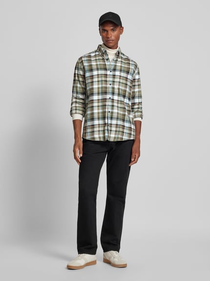 OLYMP Level 5 Regular Fit Freizeithemd aus reiner Baumwolle mit Button-Down-Kragen Oliv 1