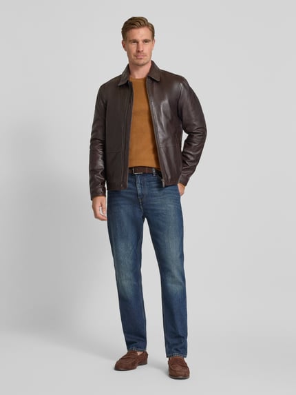 MCNEAL Strickpullover mit gerippten Abschlüssen Cognac Melange 1