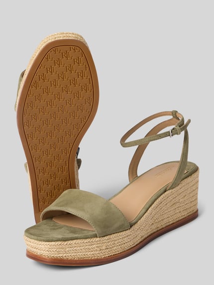 Lauren Ralph Lauren Wedges aus Leder mit Logo-Detail Modell 'LEONA' Khaki 4
