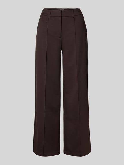 ICHI Wide Leg Stoffhose mit fixierten Bügelfalten Modell 'KATE' Dunkelbraun 2