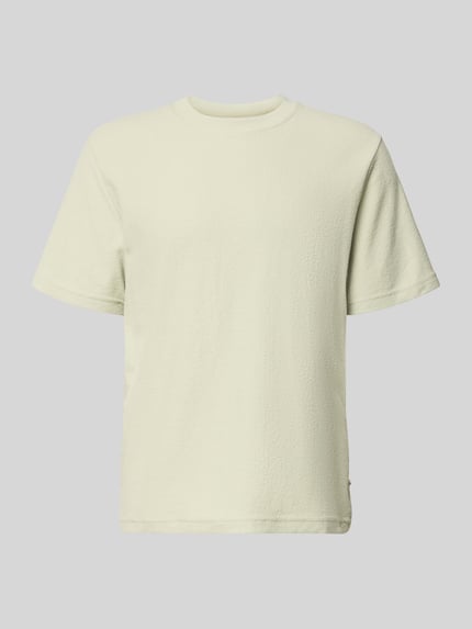 Productfoto, T-shirt met ronde hals model 'ODIN' van Samsøe Samsøe, heren t-shirt van katoenmix, regular fit, labeldetail, ruglengte maat M 70 cm, licht van kleur, gladde structuur