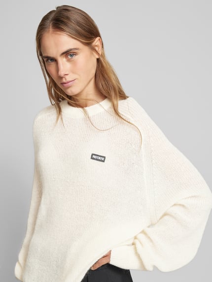 ROTATE Sweter o kroju oversized z dodatkiem wełny Beżowy 3