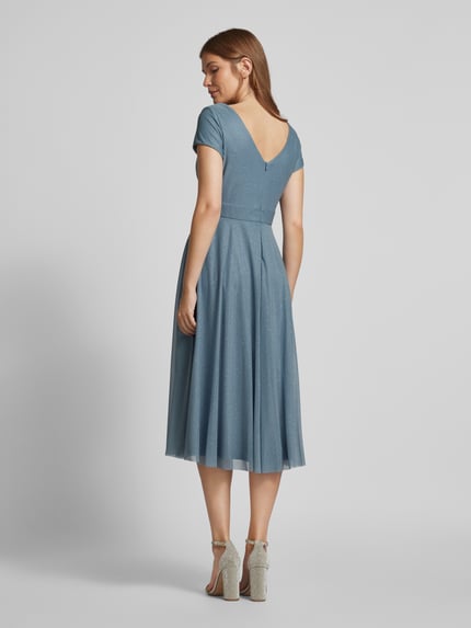 Vera Mont Midi-jurk met V-hals en tailleband Lichtblauw - 5
