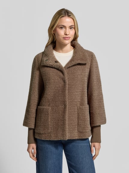 s.Oliver BLACK LABEL Regular Teddy- / Webpelzjacke mit Stehkragen Taupe 4