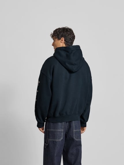 Rhude 후디 라벨 프린트 블랙