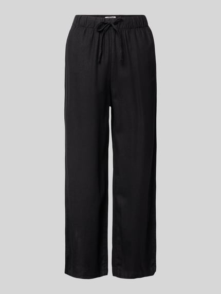 Produktfoto, Weite Hose aus Viskose-Leinen-Mix Modell 'GOA' von Only, Optik: Unifarben, Passform: Wide Leg, Verschluss: Tunnelzug, Bundabschluss: elastisch, seitliche Eingrifftaschen, glatte Textur, dunkle Farbe