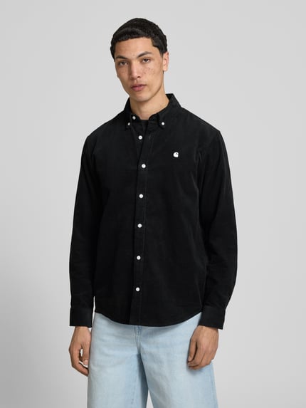 Carhartt Work In Progress Regular Fit Freizeithemd aus Cord mit Button-Down-Kragen Black 4