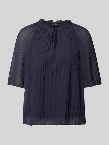 s.Oliver BLACK LABEL Regular Fit Blusenshirt in Plissee-Optik Marine 2