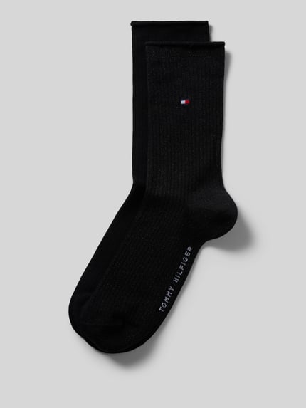Tommy Hilfiger Socken aus Baumwoll-Mix mit Logo-Stitching im 2er-Pack Modell 'WOMEN SOCK 2P LUREX RO' Black 1