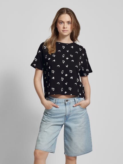 QS T-shirt we wzory na całej powierzchni Fioletowy 4