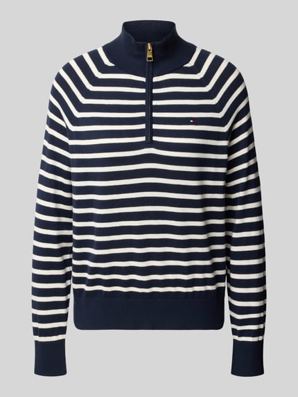 Tommy Hilfiger Regular Fit Pullover mit halblangem Reißverschluss Weiss 2
