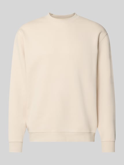 Produktfoto, beige Slim Fit Pullover aus reiner katoen 'TOM' von Selected Homme Heren sweatshirt, effen kleur, gladde stof