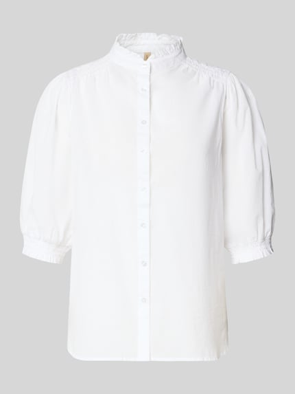 Produktfoto, Regular Fit dames blouse van puur katoen, model 'CALISTE' van Soyaconcept met opstaande kraag, pofmouwen, knoopsluiting