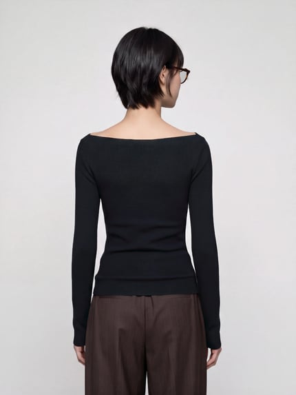 VERO MODA Langarmshirt mit U-Boot-Ausschnitt Black 5