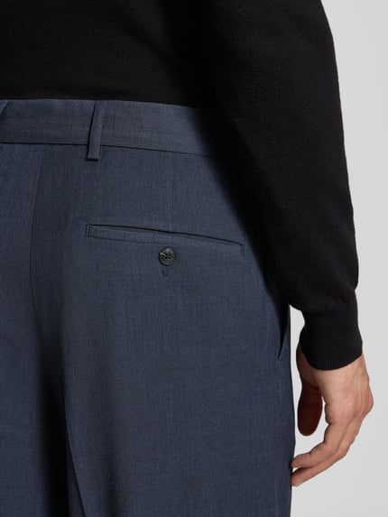 Scotch & Soda Straight fit stoffen broek met persplooien Donkerblauw - 3