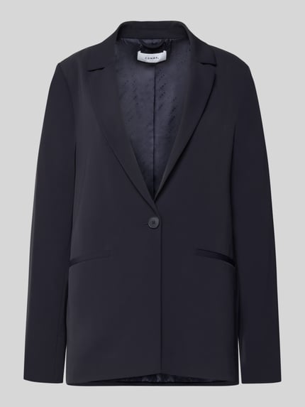 Produktfoto, Relaxed Fit Blazer mit Reverskragen von comma in dunklem Ton, Knopfverschluss, Paspeltaschen, elastischer Material-Mix