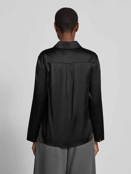 MM by Max Mara Longline blouse met lange mouwen van zijde met labeldetail Zwart - 5
