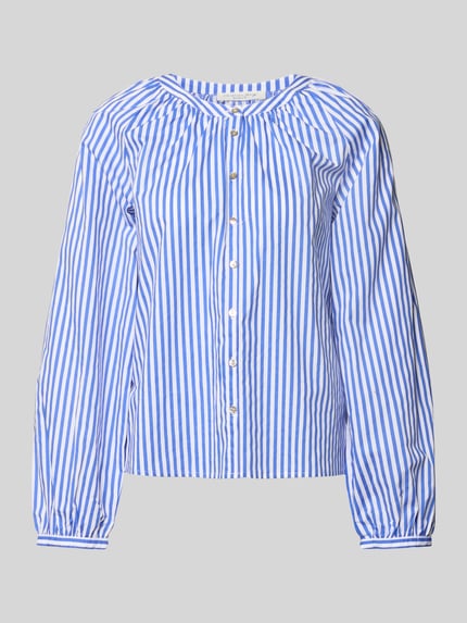 Produktfoto, Regular Fit Bluse mit Rundhalsausschnitt von Christian Berg Woman z bawełny, wzór na całej powierzchni, listwa guzikowa