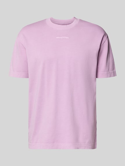 Produktfoto, Relaxed Fit T-Shirt aus reiner Baumwolle von Marc O'Polo, Optik: Unifarben in Helllila, Materialverarbeitung: Jersey, Label-Stitching-Applikation, Rundhals, Ärmelform: Kurzarm, Herren T-Shirt