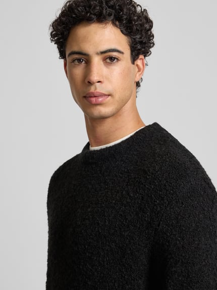 JACK & JONES Regular fit gebreide pullover met wol model 'MEADOWS' Zwart - 3