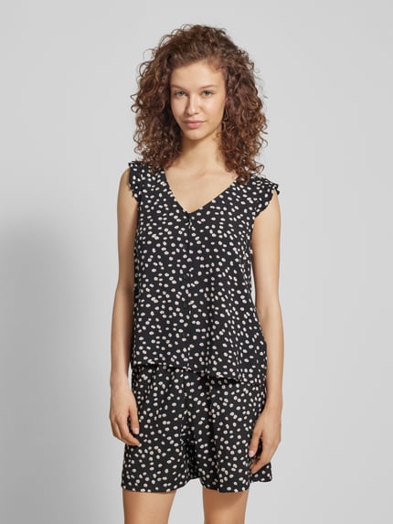 Tom Tailor Denim Blousetop met all-over motiefprint Zwart - 4