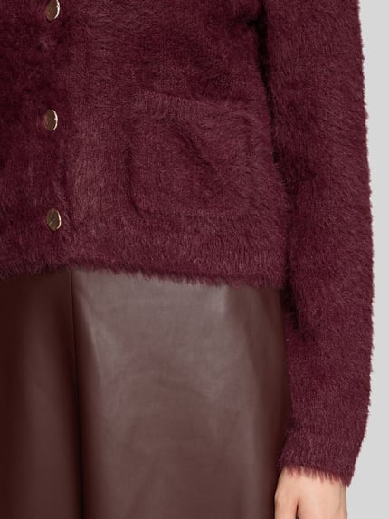 ROBE LÉGÈRE Regular fit gebreid jack van katoenmix Bordeaux - 6
