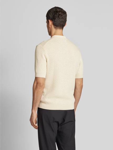 Jake*s Studio Men Poloshirt aus Viskose-Mix mit Strukturmuster Ecru 5