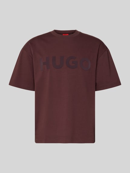 Produktfoto, Oversized T-Shirt aus reiner Baumwolle Modell 'DINKEE' von HUGO, efekt: jednolity kolor, krój oversized, nadruk z logo, okrągły dekolt, krótki rękaw, materiał: bawełna