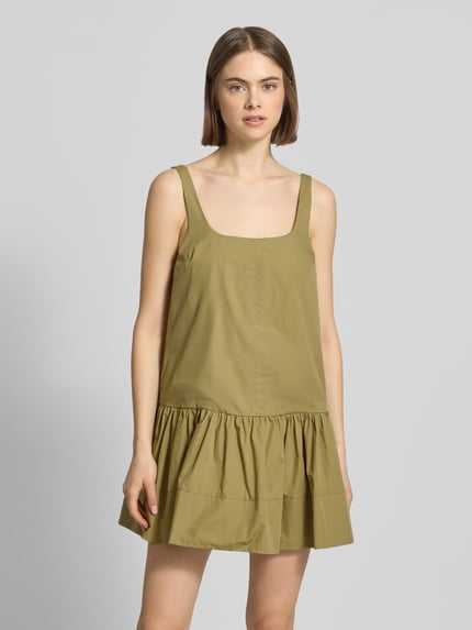 Topshop mini-jurk met vierkante hals model 'ASTA' Olijfgroen - 4