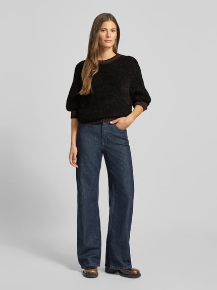 Rich & Royal Loose Fit Strickpullover mit Woll-Anteil Dunkelbraun 1