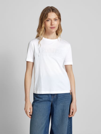 MM by Max Mara T-Shirt mit Label-Schriftzug Modell 'PAGGIO' Weiss 4