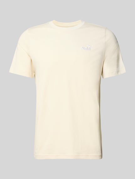 Produktfoto, T-Shirt aus reiner Baumwolle von PUMA PERFORMANCE in Creme mit geradem Schnitt, Rundhalsausschnitt und Label-Stitching