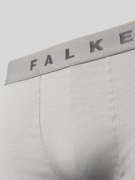 Produktfoto, Trunks im 2er-Pack mit elastischem Logo-Bund von FALKE, grauer Baumwoll-Mix, feine Textur, Modell Daily Comfort
