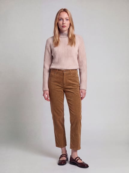 MAC Regular Fit Cordhose mit Label-Patch Modell 'Bobbie' Cognac 1