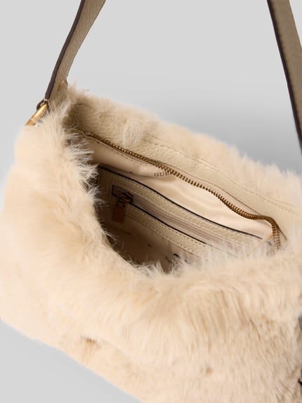 GUESS Henkeltasche mit goldener Schnallenschließe Offwhite 4