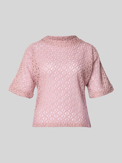 MORE & MORE Strickpullover mit Lochstickerei Rose 2