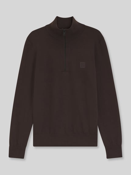 BOSS Orange Regular Fit Troyer aus Baumwoll-Mix Modell 'Kanobix' Schoko 2