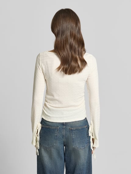 VERO MODA regular fit shirt met lange mouwen met strikdetail model 'HAZEL' Wit - 5