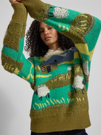 Jake*s Casual Sweter z dzianiny ze wzorem na całej powierzchni Écru 3
