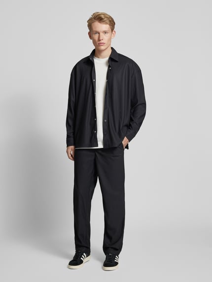 ONLY & SONS Relaxed fit overhemdjack met plissévouwen, model 'KARI' Zwart - 1