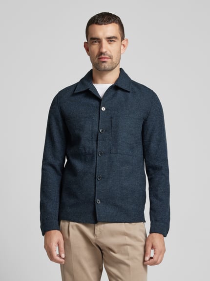 JACK & JONES Premium Hemdjacke mit Knopfleiste Modell 'WINTER' Dunkelblau 4