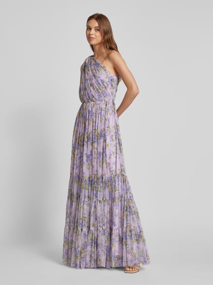 Lace & Beads Abendkleid mit gelegten Falten Flieder 1