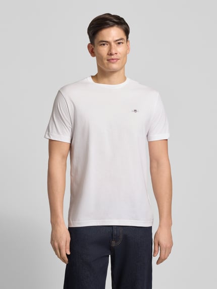 GANT Regular Fit T-Shirt mit Label-Stitching Modell 'SHIELD' Offwhite 4