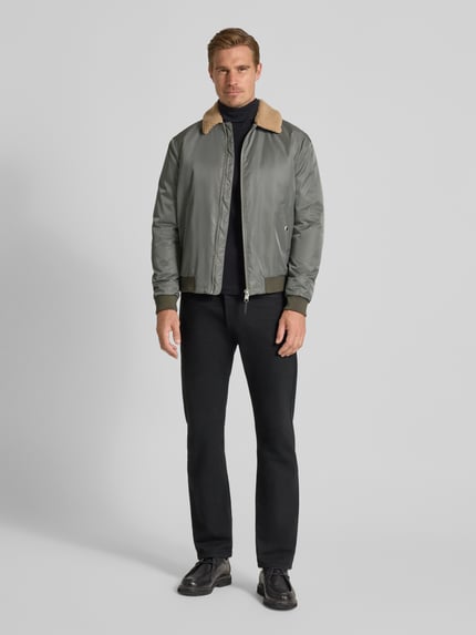 MCNEAL regular fit jack met platte kraag Rietgroen - 1