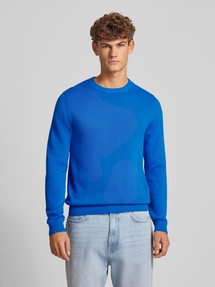 REVIEW Gebreide pullover met ronde hals Koningsblauw - 4