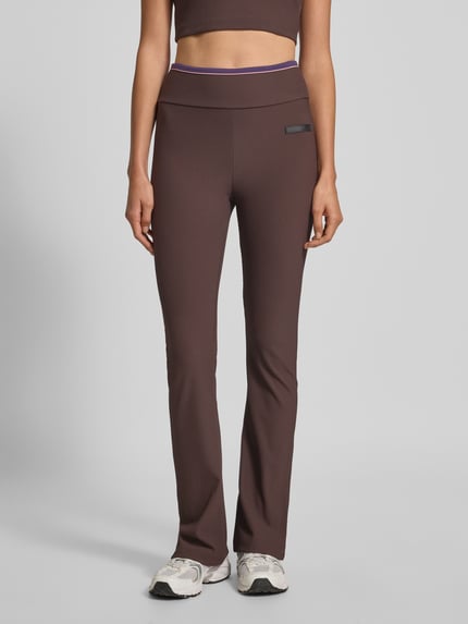 EA7 Emporio Armani Legginsy o kroju super skinny fit z drobnym prążkowaniem Ciemnobrązowy 4