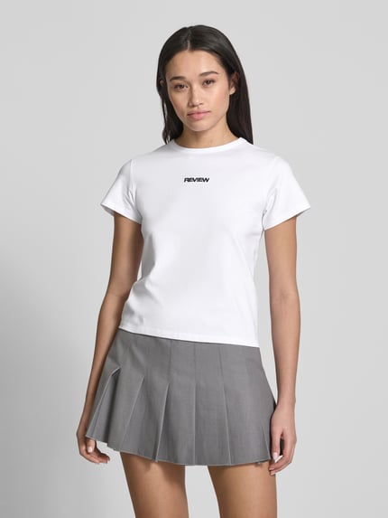 REVIEW T-Shirt mit Label-Print Weiss 4