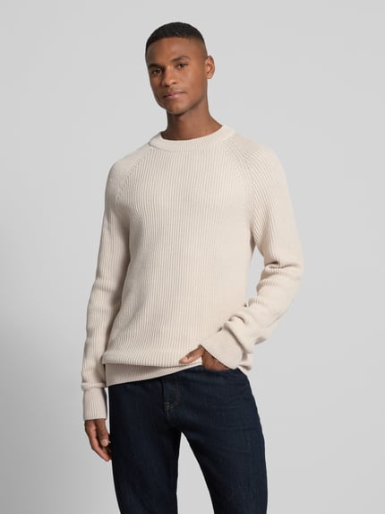 Casual Friday Sweter z dzianiny z okrągłym dekoltem model ‘Kristian’ Złamany biały 4